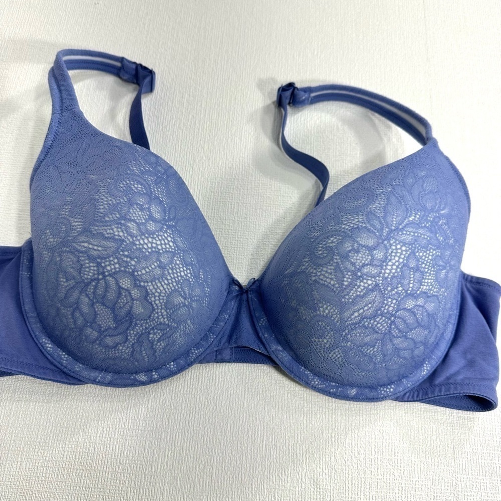 Cacique lightly lined T shirt bra blue size 44B
